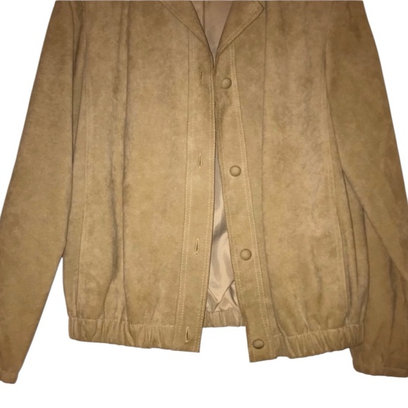 Olympic Fashions Ultrasuede Tan Bomber Jacket Men’s Size XL Vintage Style - Picture 7 of 16